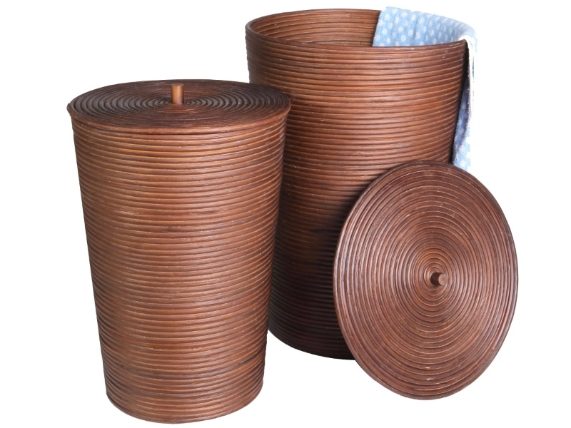 Exquisite 2-Piece Rattan Laundry Hamper Set with Lids - Natural Home Storage Solutions